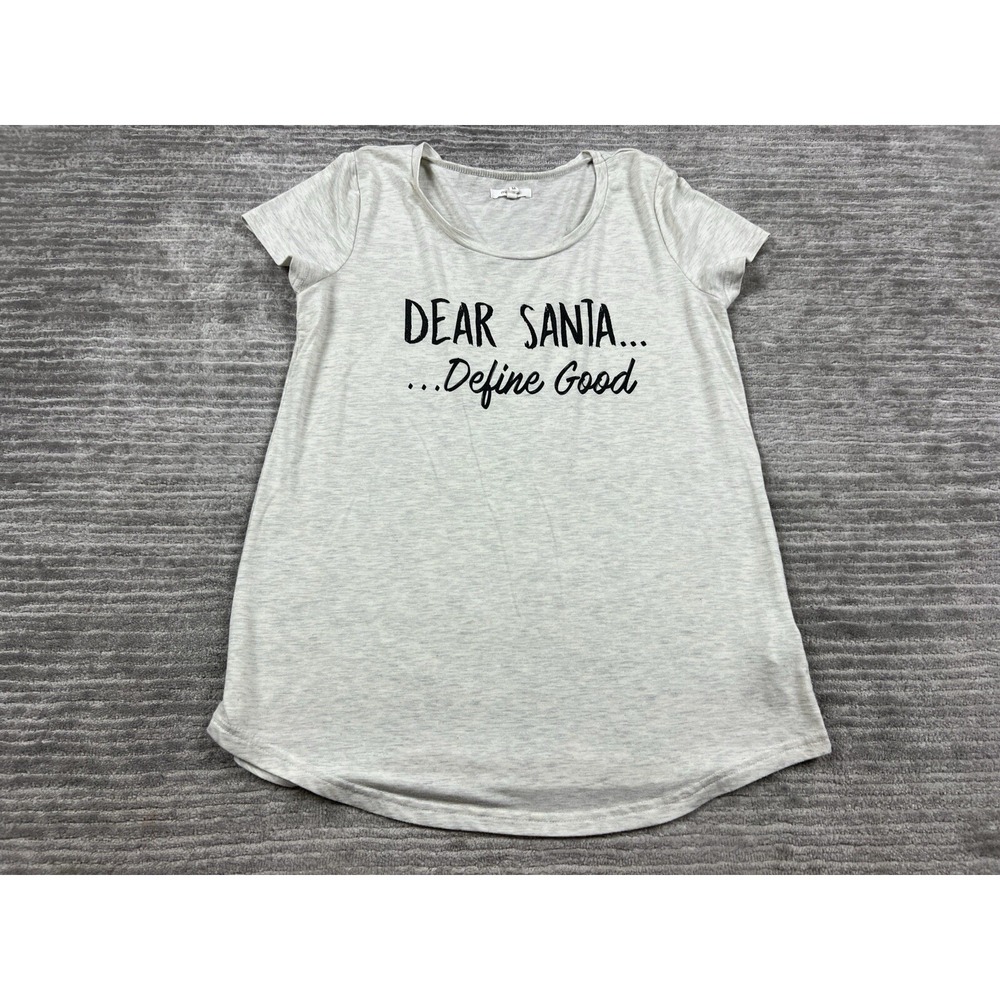 Maurices Graphic Tee Womens Medium Gray Dear Santa Define Good Christmas Holiday